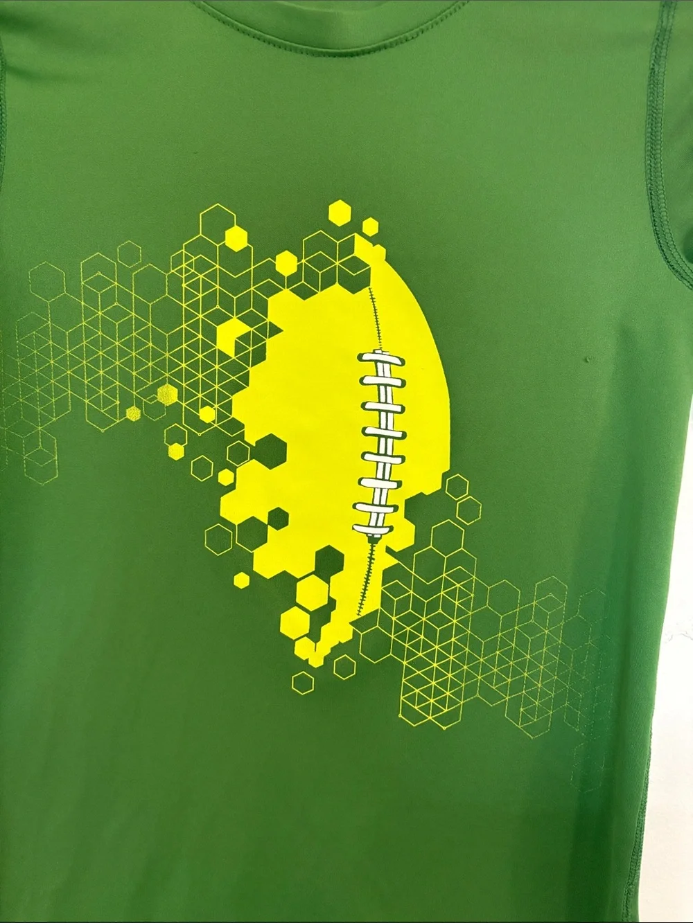 all in motion Green Short Sleeve Tee with Yellow Football Graphic
